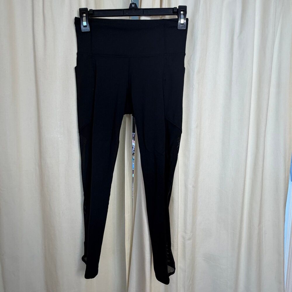 Athleta 7/8 Tight Leggings Womens XS Black Ultimate Stash Mesh High Rise